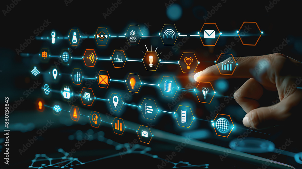 Poster startup business collage with showcase various aspects of innovation and technology.