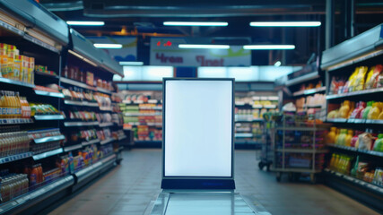 Naklejka premium Blank advertising mockup for advertisement at the supermarket