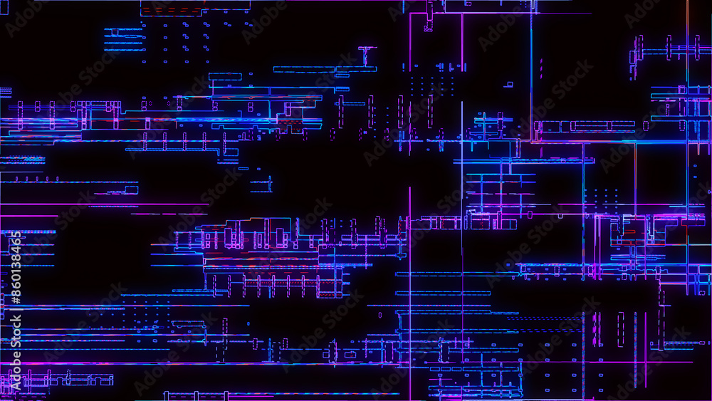 Poster printed circuit board. visualization of advanced technology concept: pcb processor microchip, digiti