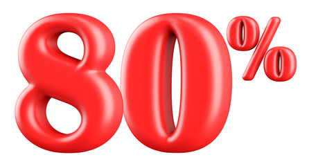 80 Percent Off Sale Red Number 3D