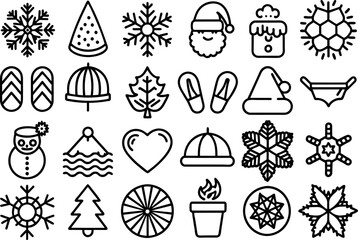 Fototapeta premium Holiday & Seasons related concept editable stroke outline icons isolated on white background flat vector illustration