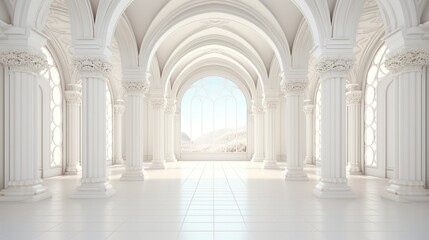 White Palace Hallway with Window View