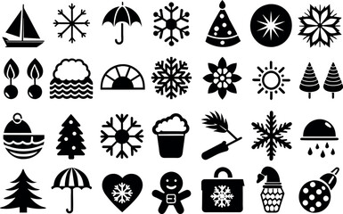 Holiday & Seasons related concept editable stroke outline icons isolated on white background flat vector illustration