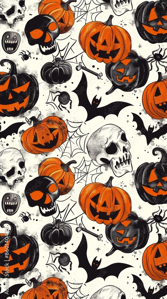 Canvas Prints Macabre Halloween Theme on White