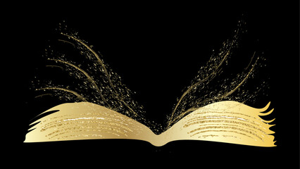 Burning with fire Holy Bible Gold Ancient Book banner, illuminated message.