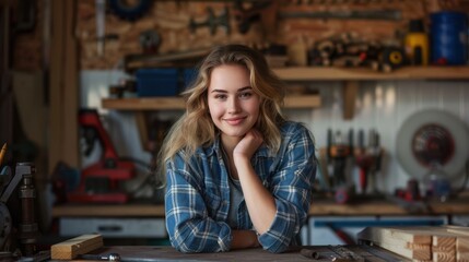 The woman in a workshop.