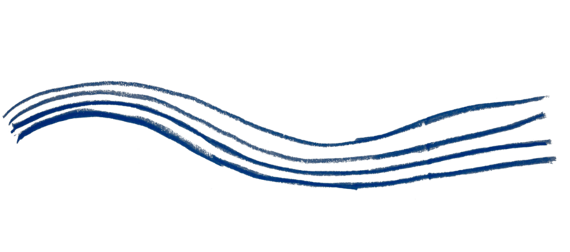 Blue pencil strokes isolated on transparent background.