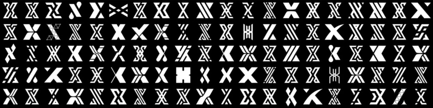 Mega collection letter x logo design. modern logotype x design with white color. vector illustration