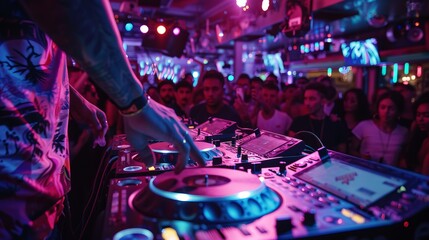 DJ Mixing Music at a Nightclub