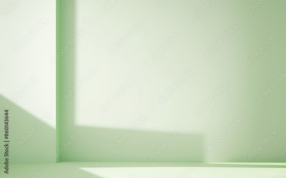 Leinwandbilder minimalistic simple background with blurred shadow on light green wall. beautiful background for pre