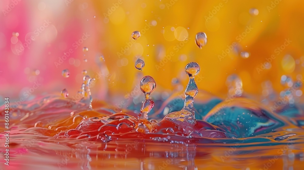 Aufkleber this image captures colorful water splashes with vibrant droplets suspended mid-air, creating a dyna