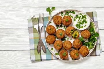 fried broccoli cheese balls with sour cream sauce