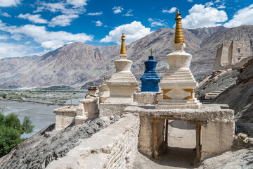 Tibetan Buddhist stupas, Nubra Valley, Ladakh, India