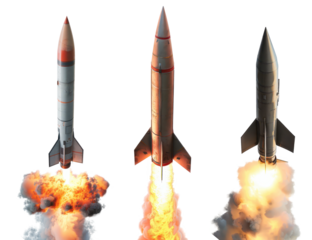 a missile is flying isolated on a transparent background