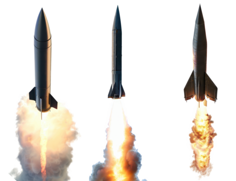 a missile is flying isolated on a transparent background