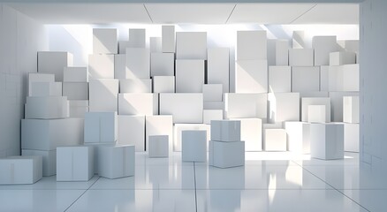 Lot of cardboard boxes on white background