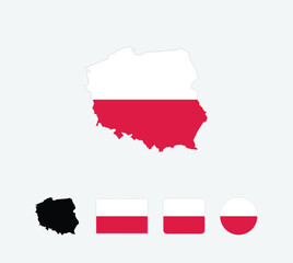 Obraz premium Vector Poland flag. Set of Poland Flags Collection. 