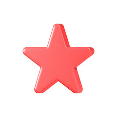 Star red color 3d icon realistic