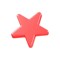 Star red color 3d icon realistic