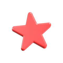 Star red color 3d icon realistic