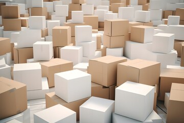 Fototapeta premium Lot of cardboard boxes on white background