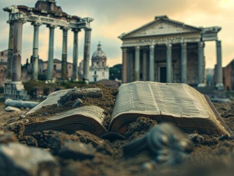 Open BibleRomans Scripture on Solid Foundation - Faith Concept Image.