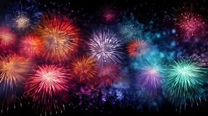 Fototapeta premium Fireworks in the night sky happy holi indian concept