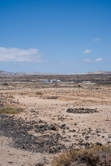 esert landscape, mountains and desert. Lanzarote, Canary Islands, Spain.