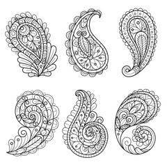 Paisley line art hand drawn for adult coloring book