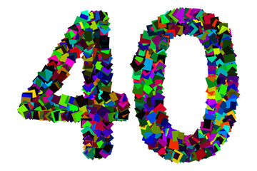 Colorful number 40 for math concept