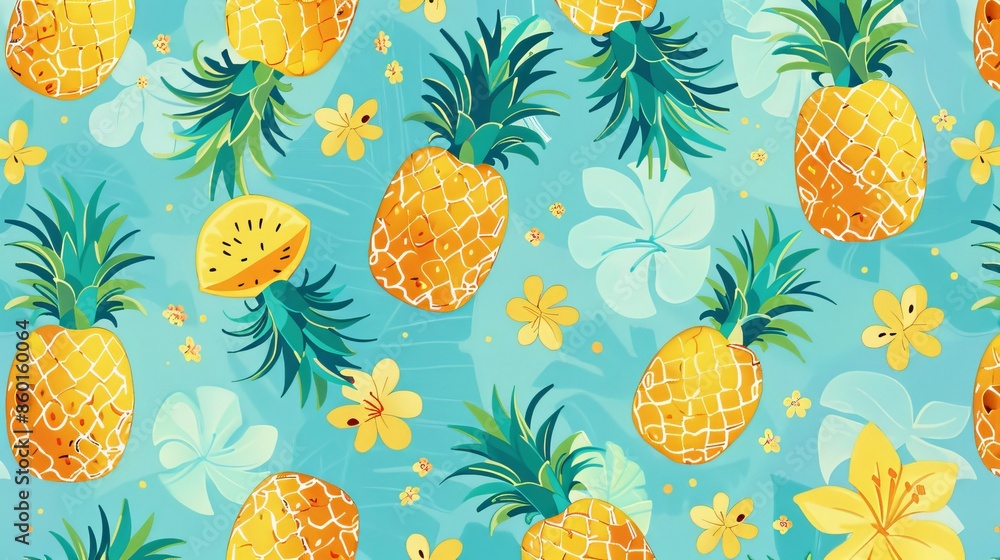 Aufkleber a fun pattern featuring pineapples on a tropical background. perfect for adding a touch of summer to