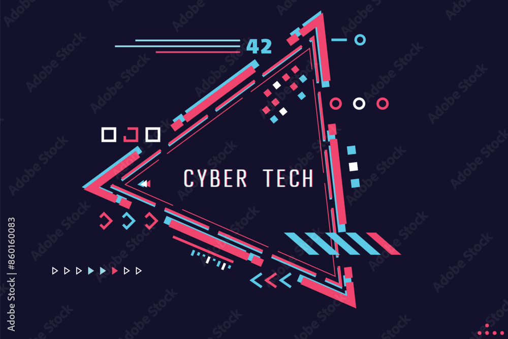 Poster futuristic triangle abstract text box for banner. futuristic sci-fi hud element set. hi-tech cyberpu