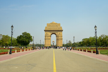 インドデリーにあるインド門の風景Scenery of India Gate in Delhi, India