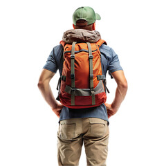 a tourist with a backpack looking