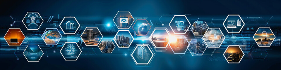Fototapeta premium startup business symbolizing marketing connectivity, various aspects of technology and innovation.