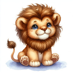 little lion cub on a neutral background