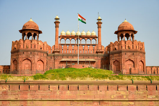 インドのデリーにあるレッドフォートのとても美しい風景Very beautiful scenery of Red Fort in Delhi, India
