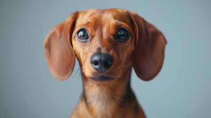 Cute Hound Dog, Dachshund. Isolated against a vibrant blue background. Pet. Dog. Canine.