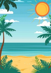 Fototapeta premium Beach Palm nature island beautiful background design.