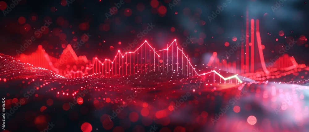 Poster 3d render of line graphs showing growth, isolated on a solid background