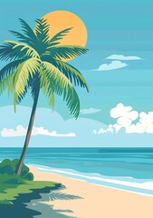 Obraz premium Beach Palm nature island beautiful background design.