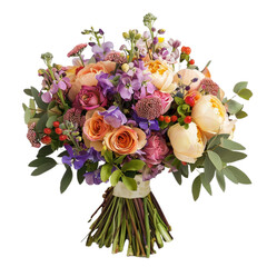 beautiful wedding bouquet isolated on white and transparent background