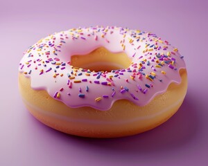 3D clay  of a doughnut chart showing customer satisfaction ratings, isolated on a violet background