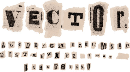 Vintage Newspaper Cutout Letters Numbers Ransom Vector
