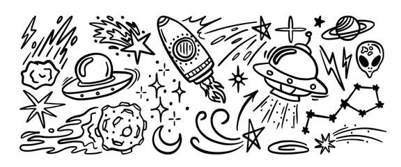 Hand drawn doodle vector set. Collection of cute hand drawn doodle.