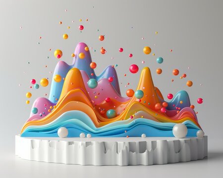 3D clay of a scatter plot illustrating price versus quality ratings, isolated on a grey background