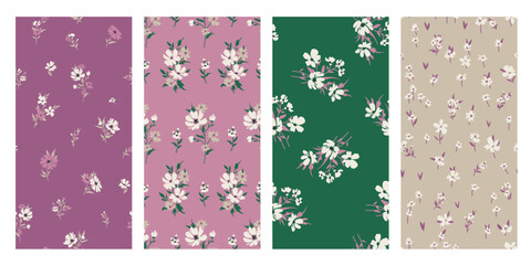 Seamless spring vector pattern with floral motif for dress fabric