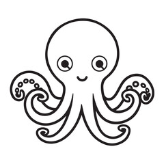 octopus  single Line Icon Vector Design outline

