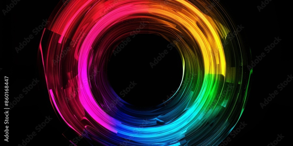 Poster rgb soft colours in a circle shape, expanding from the centre of the image all the way to the edges 