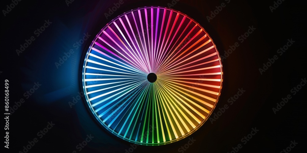 Poster rgb soft colours in a circle shape, expanding from the centre of the image all the way to the edges 